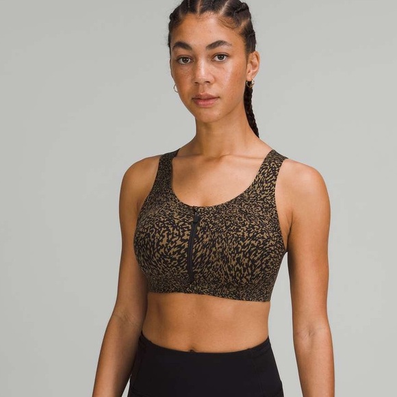 Lululemon Enlite Front-Zip Bra High Support Warped Grain Artifact Black - Picture 1 of 9